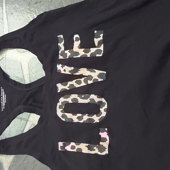 Victoria’s Secret Black Animal Print Love Racerback Tank Top SIZE L - Picture 3 of 5